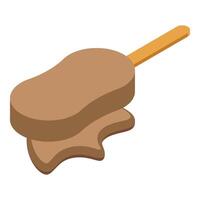 Melting chocolate popsicle on a stick dripping isometric icon vector