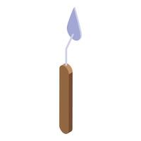 Palette knife with wooden handle creating isometric artwork vector