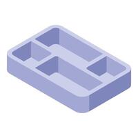 Empty plastic container with compartments organizing utensils vector