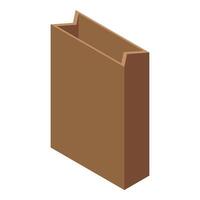 Brown paper bag standing up with open top in isometric view vector