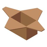 Open cardboard box with flaps extending outward, ready for packaging vector