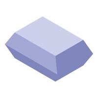 Hexagonal prism rotating in empty space, light purple color, isometric projection vector