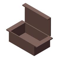 Empty open rectangular cardboard box isometric view vector