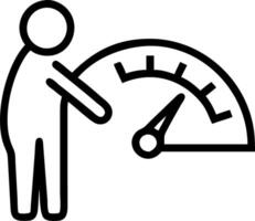 Evaluator watches performance gauge muted steps flex chest relaxes mild glow syncs channels stable insight flows inward vector
