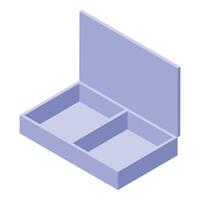 Open rectangular cardboard box divided into two compartments isometric view vector
