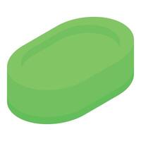 Green oval soap bar for hygiene and cleansing routines vector