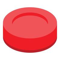 Red hockey puck creating dynamic shadow on white background vector