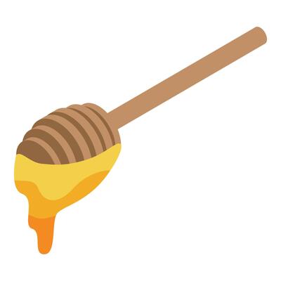 Honey dripping from wooden honey dipper, sweet and golden treat