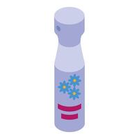 Room freshener spray bottle diffusing floral scent, isometric view vector