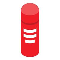 Red spray can featuring white stripes in isometric view vector