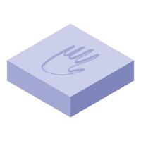 Hand shape imprinted on light purple isometric cube vector