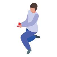 Man kneeling and holding an engagement ring in a red box vector