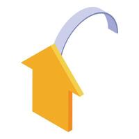 House price increasing with arrow and elastic strap symbolizing growth vector