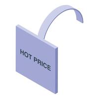 Hot price tag hanging with curved strip showing special offer vector