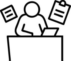 Employee in vacant cubicle reviews contract notes assessing tax implications of stock options shaping wealth from shares vector