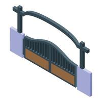 Automatic gate closing, modern gate design with arch, security entrance vector