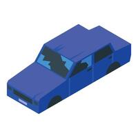 Abandoned broken blue car with smashed windshield isometric view vector