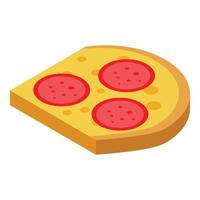 Delicious toast with slices of pepperoni and melted cheese, isometric view vector