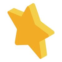 Golden five pointed star shining brightly in isometric view vector