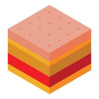 Delicious layered cake showing multiple colorful layers vector
