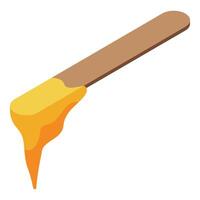 Wooden spatula dripping with golden honey in isometric view vector
