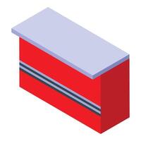 Red promotion counter with empty top for products displaying vector