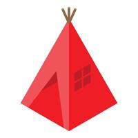 Red teepee tent standing on white background in isometric view vector