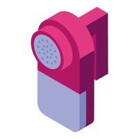 Modern fabric shaver removing fuzz from clothes, isometric icon of lint remover vector