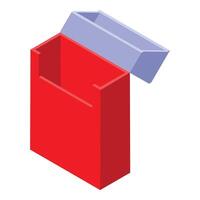 Open red cigarette pack in isometric view vector