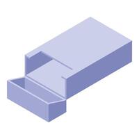 Open empty cigarette pack in isometric view displaying its interior vector