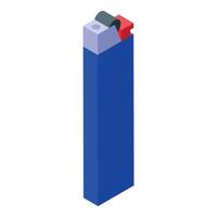 Blue pocket lighter generating a spark in isometric view vector
