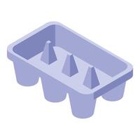 Empty egg carton holding no eggs isometric view vector