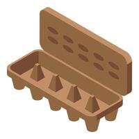 Open empty egg carton box storing food container vector