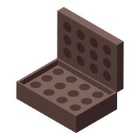 Open empty eyeshadow palette showing makeup color pans vector