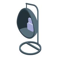 Modern hanging chair with an ergonomic design for relaxing at home vector