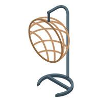 Hanging wicker chair relaxing on metal support structure vector
