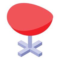 Modern red egg chair rotating on metal support isometric view vector