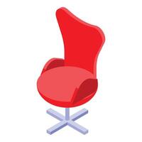 Red modern office chair rotating on swivel base isometric view vector