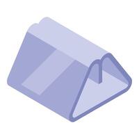 Triangular plastic packaging for food product showing isometric projection vector