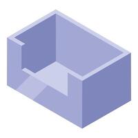 Empty box container opening presenting storage space isometric view vector