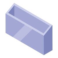 Empty rectangular plastic container with glossy finish, isometric view vector