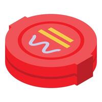 Red snus box with white paste and yellow lines isometric view vector