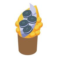 Hong kong egg waffle with cookies and cream filling served in cup vector