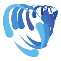 Abstract blue wavy shapes creating dynamic spiral design vector