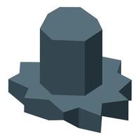 Octagonal prism standing on a star shaped base, isometric projection vector