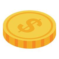 Golden coin with dollar symbol representing investment and wealth vector