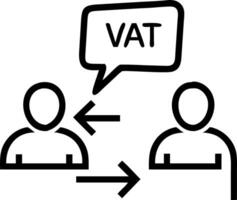 Consultant in tidy desk scenario explains VAT reverse charge mechanism guiding silent client to prevent double taxation vector