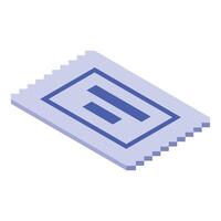 Isometric light purple ticket representing access and entertainment vector
