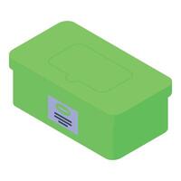 Green wet wipes box with label and opening for easy access vector