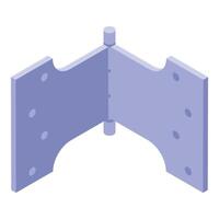 Metal hinge connecting two plates isometrically displayed vector
